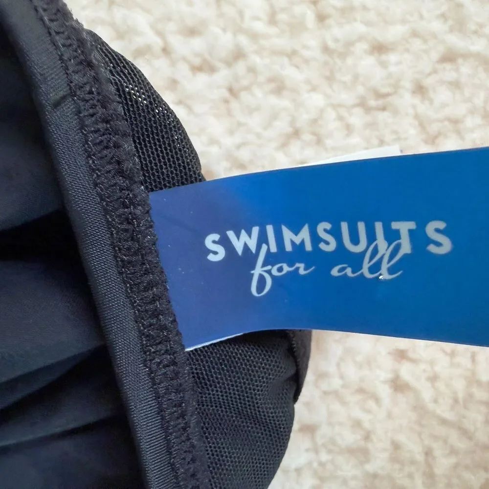Swimsuits For All Black and Blue Straps Cross back Sz 10 One piece New